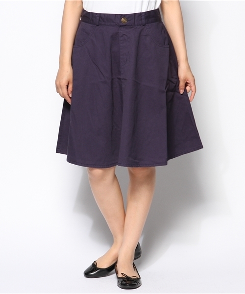 natural couture（ナチュラルクチュール）の「ツイルフレアスカート（スカート・レディース・ベージュ/オレンジ/グリーン/ネイビー・FREE）」の4枚目の写真