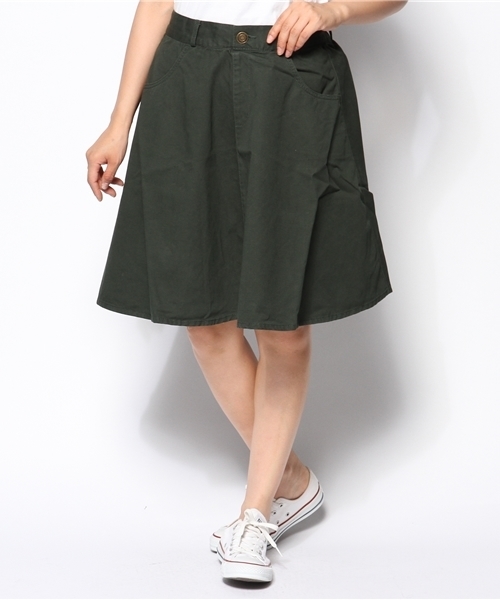 natural couture（ナチュラルクチュール）の「ツイルフレアスカート（スカート・レディース・ベージュ/オレンジ/グリーン/ネイビー・FREE）」の3枚目の写真