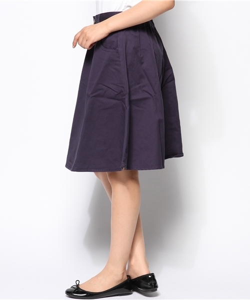 natural couture（ナチュラルクチュール）の「ツイルフレアスカート（スカート・レディース・ベージュ/オレンジ/グリーン/ネイビー・FREE）」の5枚目の写真