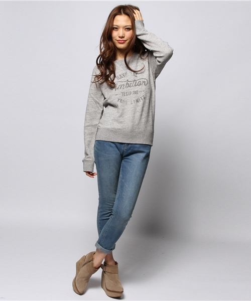 goa（ゴア）の「粗挽き杢 裏毛ﾌﾟﾘﾝﾄﾌﾟﾙｵｰﾊﾞｰ（スウェット・レディース・グレー/モカ/ベージュ・FREE）」の5枚目の写真