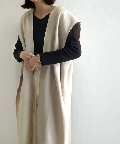 classicalelf（クラシカルエルフ）の「オールシーズン活躍するデザイン、柔らか綿100％フライスVネックロングスリーブ無地ミドル丈Tシャツ(長袖)（Tシャツ/カットソー・レディース・チャコール/ネイビー/カーキ/ホワイト/グレイッシュベージュ/ブラック/モスグリーン/グレイッシュブルー/ライトグレー・XXX-LARGE/XX-LARGE/LARGE/X-LARGE/MEDIUM/SMALL）」の13枚目の写真