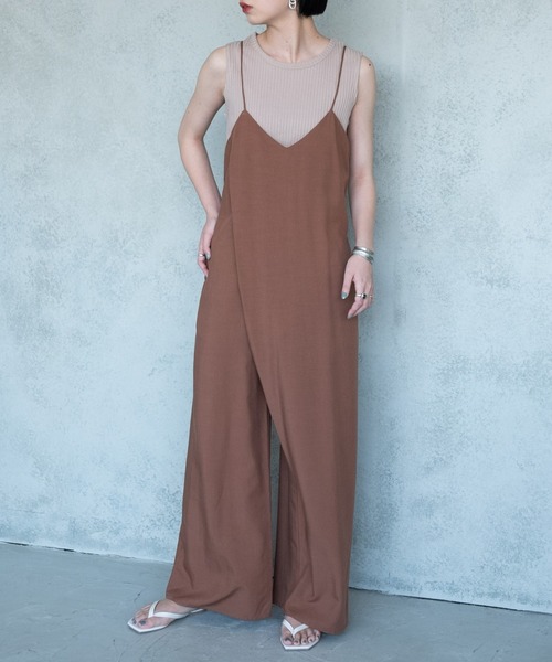 Aunt Marie's（アントマリーズ）の「キャミソールオールインワン(紐調節可能)【AUNT MARIE'S】（つなぎ/オールインワン・レディース・イエロー/ブラウン/ブラック・FREE）」の3枚目の写真