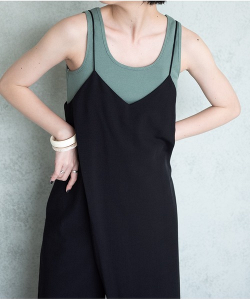 Aunt Marie's（アントマリーズ）の「キャミソールオールインワン(紐調節可能)【AUNT MARIE'S】（つなぎ/オールインワン・レディース・イエロー/ブラウン/ブラック・FREE）」の4枚目の写真