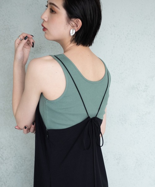 Aunt Marie's（アントマリーズ）の「キャミソールオールインワン(紐調節可能)【AUNT MARIE'S】（つなぎ/オールインワン・レディース・イエロー/ブラウン/ブラック・FREE）」の6枚目の写真