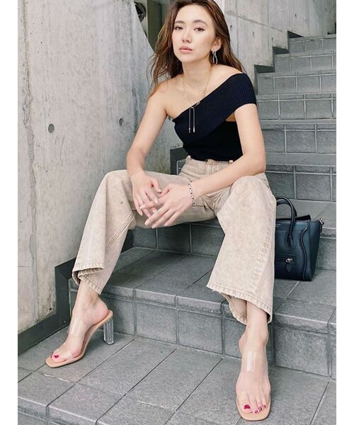 EVRIS（エヴリス）の「BACKスラッシュワイドデニムパンツ（デニムパンツ・レディース・ブラック/ベージュ/インディゴブルー・MEDIUM/SMALL）」の4枚目の写真