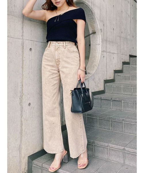 EVRIS（エヴリス）の「BACKスラッシュワイドデニムパンツ（デニムパンツ・レディース・ブラック/ベージュ/インディゴブルー・MEDIUM/SMALL）」の6枚目の写真