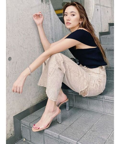 EVRIS（エヴリス）の「BACKスラッシュワイドデニムパンツ（デニムパンツ・レディース・ブラック/ベージュ/インディゴブルー・MEDIUM/SMALL）」の7枚目の写真