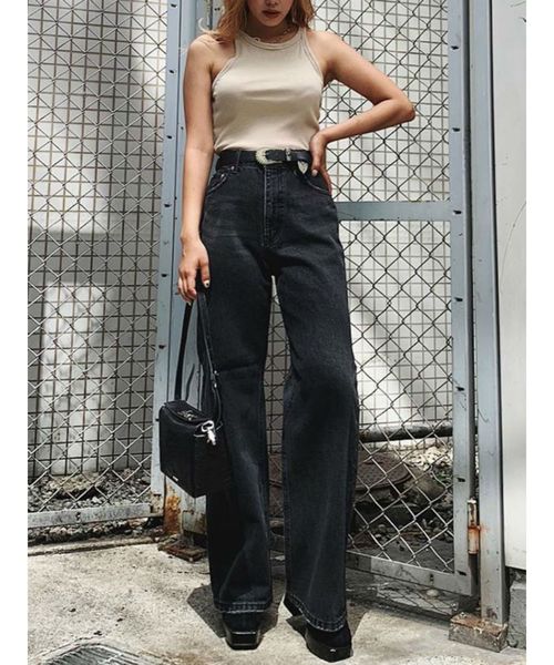 EVRIS（エヴリス）の「BACKスラッシュワイドデニムパンツ（デニムパンツ・レディース・ブラック/ベージュ/インディゴブルー・MEDIUM/SMALL）」の8枚目の写真