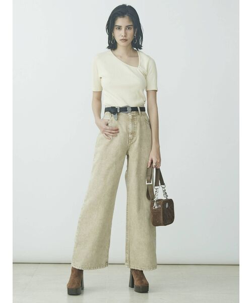 EVRIS（エヴリス）の「BACKスラッシュワイドデニムパンツ（デニムパンツ・レディース・ブラック/ベージュ/インディゴブルー・MEDIUM/SMALL）」の12枚目の写真