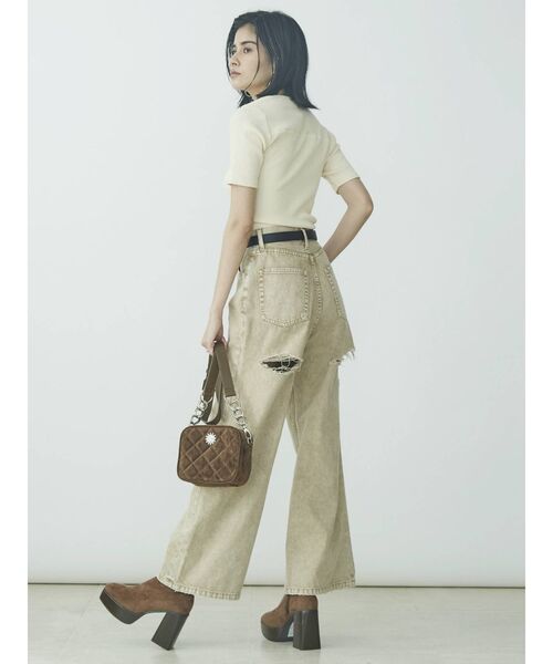 EVRIS（エヴリス）の「BACKスラッシュワイドデニムパンツ（デニムパンツ・レディース・ブラック/ベージュ/インディゴブルー・MEDIUM/SMALL）」の14枚目の写真