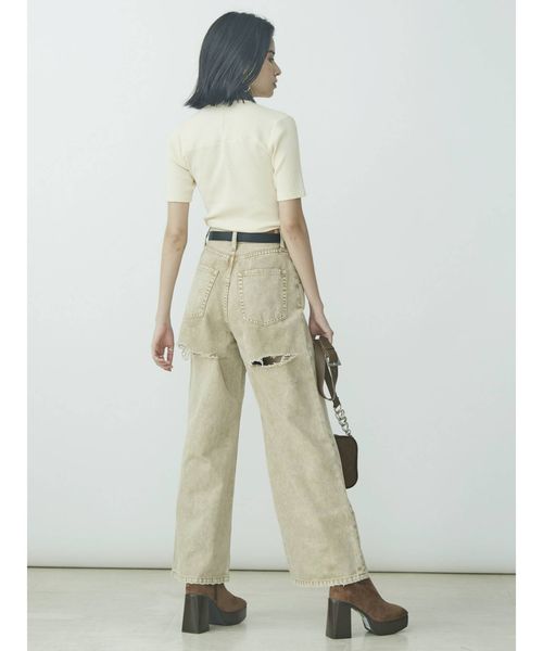 EVRIS（エヴリス）の「BACKスラッシュワイドデニムパンツ（デニムパンツ・レディース・ブラック/ベージュ/インディゴブルー・MEDIUM/SMALL）」の15枚目の写真