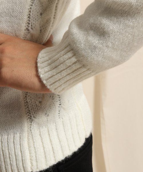 HARE（ハレ）の「ケーブルラインニットプルオーバー【HARE】（ニット/セーター・メンズ・オフホワイト/グレー/ネイビー・SMALL/LARGE/MEDIUM）」の8枚目の写真