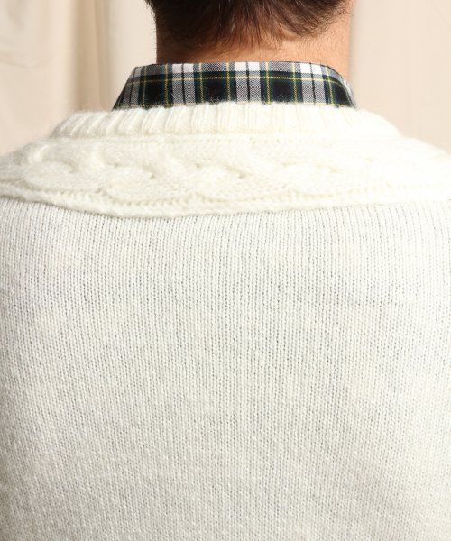 HARE（ハレ）の「ケーブルラインニットプルオーバー【HARE】（ニット/セーター・メンズ・オフホワイト/グレー/ネイビー・SMALL/LARGE/MEDIUM）」の10枚目の写真