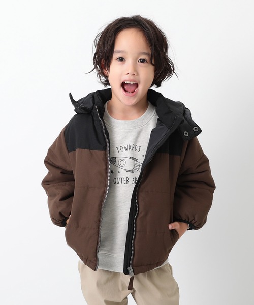 devirock（デビロック）の「中綿ジャケット（ダウンジャケット/コート・キッズ・イエロー系その他/ブルー系その他/ブラウン系その他2/ブラック/ベージュ系その他/ブラウン系その他/パープル系その他/レッド系その他/キャメル/モカ・130cm/160cm/110cm/80ｃｍ/90cm/150cm/120cm/140cm/100cm）」の4枚目の写真