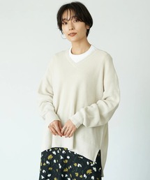 AMERICAN HOLIC | Vネック前後差片畦ニットプルオーバー　＊(ニット/セーター)