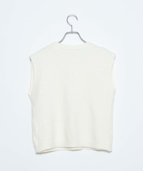 DING（ディング）の「DING/ケーブルニットベスト（ベスト・レディース・オフホワイト/ブルー/ベージュ・FREE）」の4枚目の写真