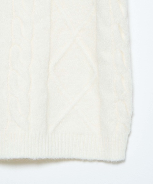 DING（ディング）の「DING/ケーブルニットベスト（ベスト・レディース・オフホワイト/ブルー/ベージュ・FREE）」の7枚目の写真