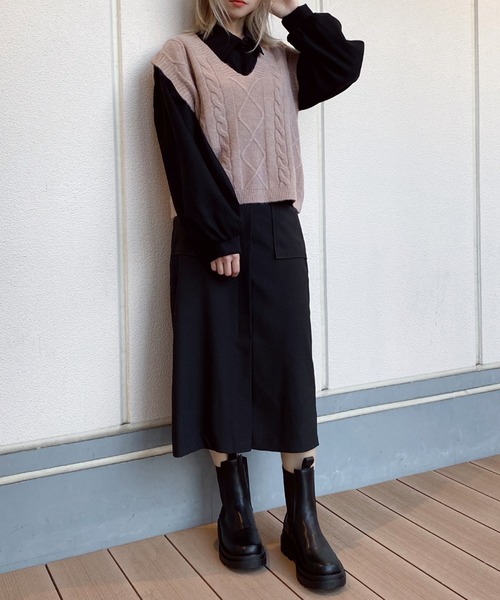 DING（ディング）の「DING/ケーブルニットベスト（ベスト・レディース・オフホワイト/ブルー/ベージュ・FREE）」の12枚目の写真