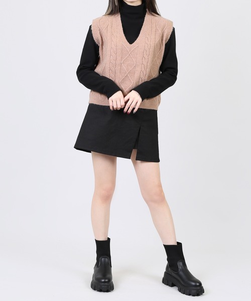 DING（ディング）の「DING/ケーブルニットベスト（ベスト・レディース・オフホワイト/ブルー/ベージュ・FREE）」の16枚目の写真