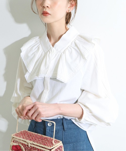 【5月末削除】IENA LA BOUCLE ウェザーフリル襟ブラウス IENA LA BOUCLE（イエナラブークル）の「IENA LA BOUCLE C/W