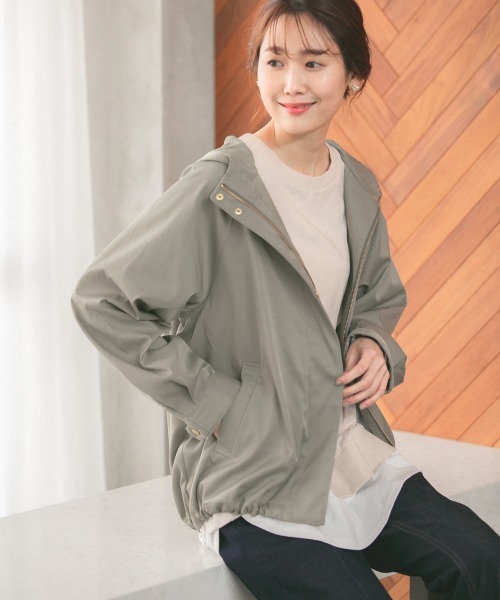 GLOBAL WORK（グローバルワーク）の「撥水花粉ガードフードブルゾン/926066（ブルゾン・レディース・チャコールグレー/ベージュ/カーキ/アイボリー・MEDIUM/LARGE）」の16枚目の写真