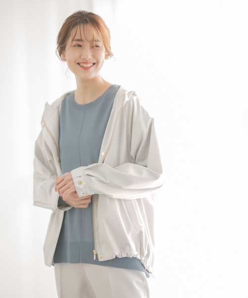 GLOBAL WORK（グローバルワーク）の「撥水花粉ガードフードブルゾン/926066（ブルゾン・レディース・チャコールグレー/ベージュ/カーキ/アイボリー・MEDIUM/LARGE）」の8枚目の写真