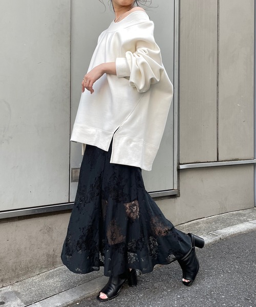 Chico（チコ）の「ダンボールオフショルルーズスウェット（スウェット・レディース・ブラック/ミント/ライトベージュ/ホワイト・FREE）」の6枚目の写真