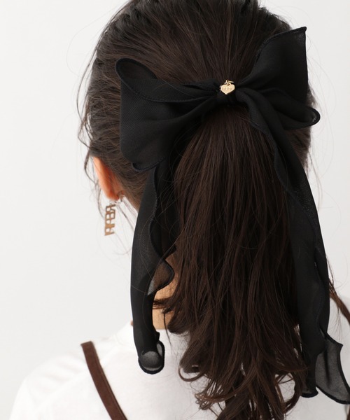 repipi armario(レピピ アルマリオ)の「シフォンリボンヘアゴム(ヘアゴム・キッズ・パープル/ホワイト/ブラック/サックスブルー/ホワイト系その他/ブラウン・FREE)」の4枚目の写真