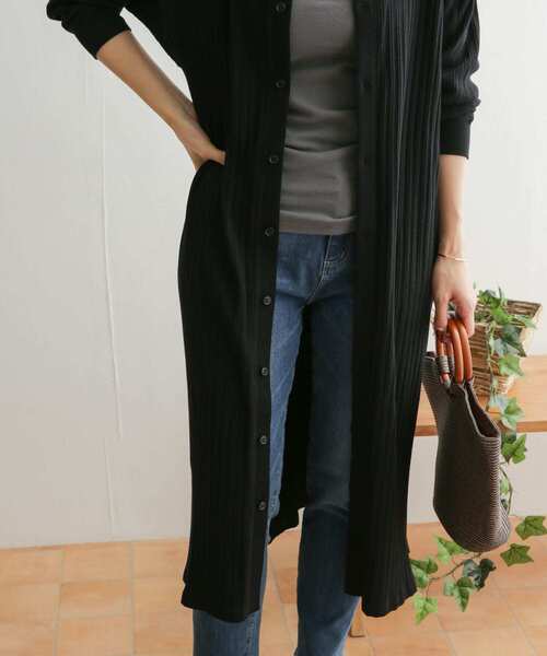 URBAN RESEARCH DOORS（アーバンリサーチドアーズ）の「ロングカットソーカーディガン（カーディガン/ボレロ・レディース・ブラック/オフホワイト/モカ・ONE）」の12枚目の写真