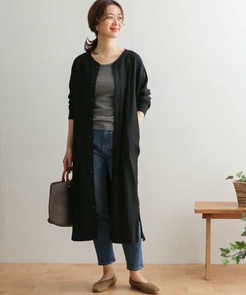 URBAN RESEARCH DOORS（アーバンリサーチドアーズ）の「ロングカットソーカーディガン（カーディガン/ボレロ・レディース・ブラック/オフホワイト/モカ・ONE）」の15枚目の写真