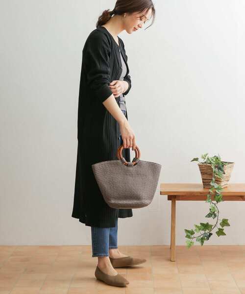 URBAN RESEARCH DOORS（アーバンリサーチドアーズ）の「ロングカットソーカーディガン（カーディガン/ボレロ・レディース・ブラック/オフホワイト/モカ・ONE）」の18枚目の写真