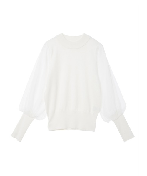 fifth（フィフス）の「チュールボリュームスリーブプルオーバー（ニット/セーター・レディース・ホワイト/ネイビー/グレー・MEDIUM）」の4枚目の写真