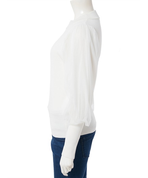 fifth（フィフス）の「チュールボリュームスリーブプルオーバー（ニット/セーター・レディース・ホワイト/ネイビー/グレー・MEDIUM）」の12枚目の写真