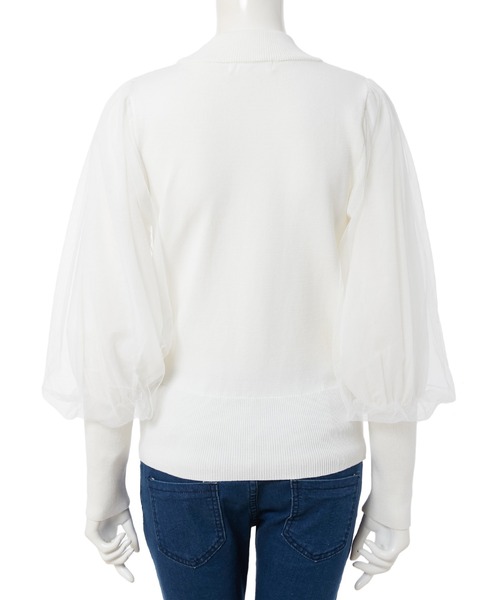 fifth（フィフス）の「チュールボリュームスリーブプルオーバー（ニット/セーター・レディース・ホワイト/ネイビー/グレー・MEDIUM）」の10枚目の写真