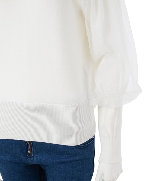 fifth（フィフス）の「チュールボリュームスリーブプルオーバー（ニット/セーター・レディース・ホワイト/ネイビー/グレー・MEDIUM）」の6枚目の写真