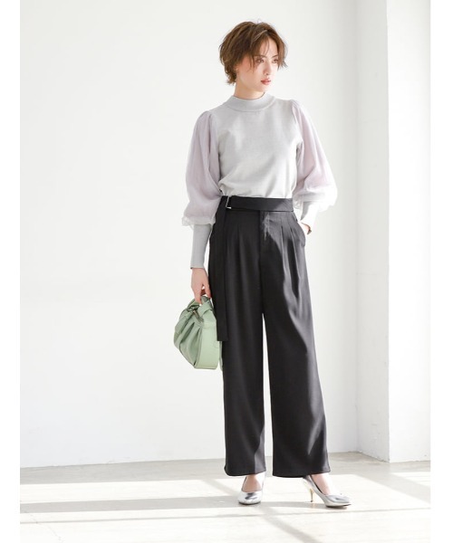 fifth（フィフス）の「チュールボリュームスリーブプルオーバー（ニット/セーター・レディース・ホワイト/ネイビー/グレー・MEDIUM）」の22枚目の写真