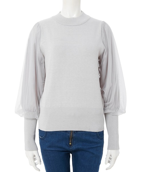 fifth（フィフス）の「チュールボリュームスリーブプルオーバー（ニット/セーター・レディース・ホワイト/ネイビー/グレー・MEDIUM）」の13枚目の写真