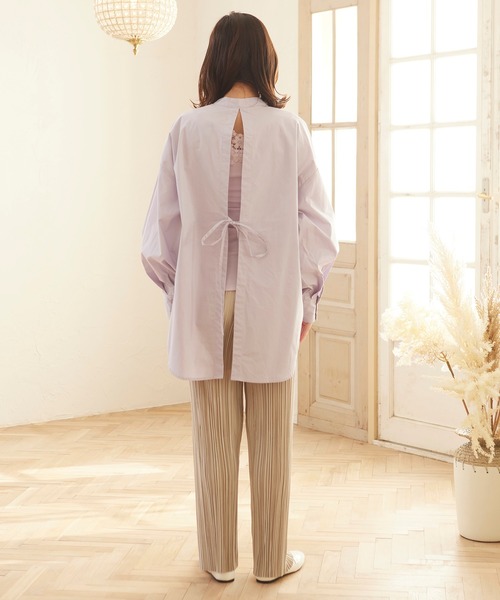 MATCH&more(マッチアンドモア)の「ブロードバックリボンシャツ(シャツ/ブラウス・レディース・オフホワイト/パープル/ベージュ・FREE)」の14枚目の写真