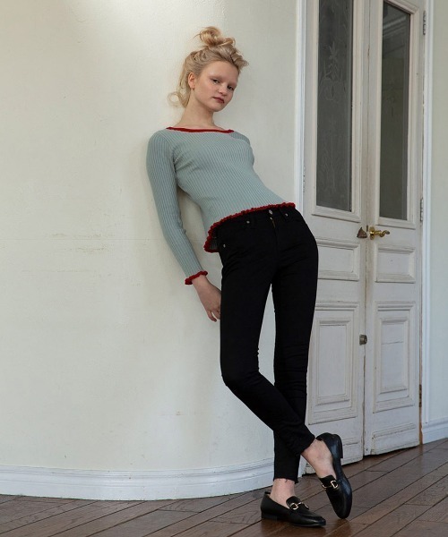 mangata（モンガータ）の「Bicolor knit（Tシャツ/カットソー・レディース・グリーン/ブラウン・FREE）」の3枚目の写真