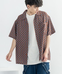オーバーサイズ グラフィック オープンカラー半袖シャツ