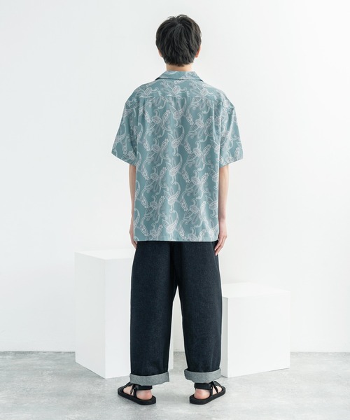 Rocky Monroe（ロッキーモンロー）の「オーバーサイズ グラフィック オープンカラー半袖シャツ（シャツ/ブラウス・メンズ・ホワイト/ライトグレー/ブラウン/オフホワイト/サックスブルー/ピンク/グリーン/ラベンダー・M/L）」の9枚目の写真
