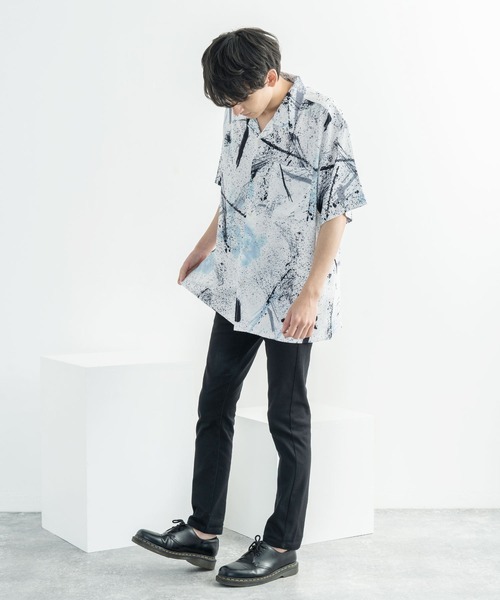 Rocky Monroe（ロッキーモンロー）の「オーバーサイズ グラフィック オープンカラー半袖シャツ（シャツ/ブラウス・メンズ・ホワイト/ライトグレー/ブラウン/オフホワイト/サックスブルー/ピンク/グリーン/ラベンダー・M/L）」の11枚目の写真