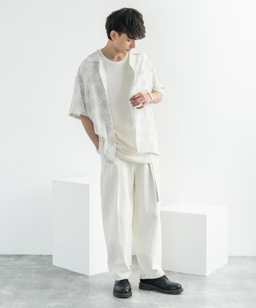 Rocky Monroe（ロッキーモンロー）の「オーバーサイズ グラフィック オープンカラー半袖シャツ（シャツ/ブラウス・メンズ・ホワイト/ライトグレー/ブラウン/オフホワイト/サックスブルー/ピンク/グリーン/ラベンダー・M/L）」の14枚目の写真