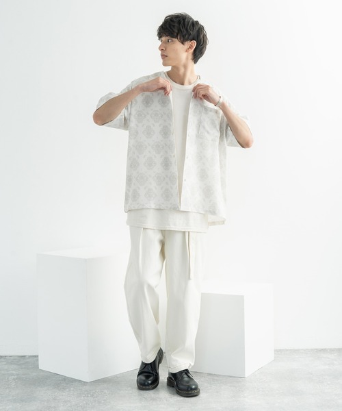 Rocky Monroe（ロッキーモンロー）の「オーバーサイズ グラフィック オープンカラー半袖シャツ（シャツ/ブラウス・メンズ・ホワイト/ライトグレー/ブラウン/オフホワイト/サックスブルー/ピンク/グリーン/ラベンダー・M/L）」の15枚目の写真