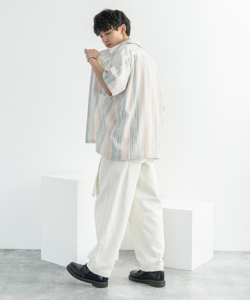 Rocky Monroe（ロッキーモンロー）の「オーバーサイズ グラフィック オープンカラー半袖シャツ（シャツ/ブラウス・メンズ・ホワイト/ライトグレー/ブラウン/オフホワイト/サックスブルー/ピンク/グリーン/ラベンダー・M/L）」の17枚目の写真