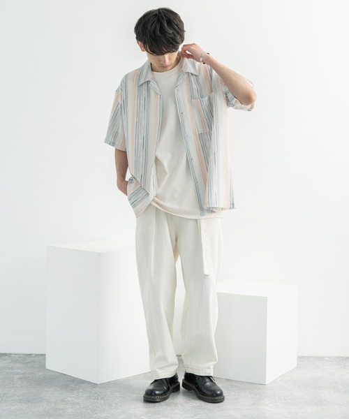Rocky Monroe（ロッキーモンロー）の「オーバーサイズ グラフィック オープンカラー半袖シャツ（シャツ/ブラウス・メンズ・ホワイト/ライトグレー/ブラウン/オフホワイト/サックスブルー/ピンク/グリーン/ラベンダー・M/L）」の18枚目の写真