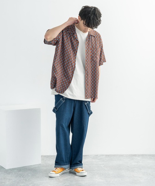 Rocky Monroe（ロッキーモンロー）の「オーバーサイズ グラフィック オープンカラー半袖シャツ（シャツ/ブラウス・メンズ・ホワイト/ライトグレー/ブラウン/オフホワイト/サックスブルー/ピンク/グリーン/ラベンダー・M/L）」の21枚目の写真