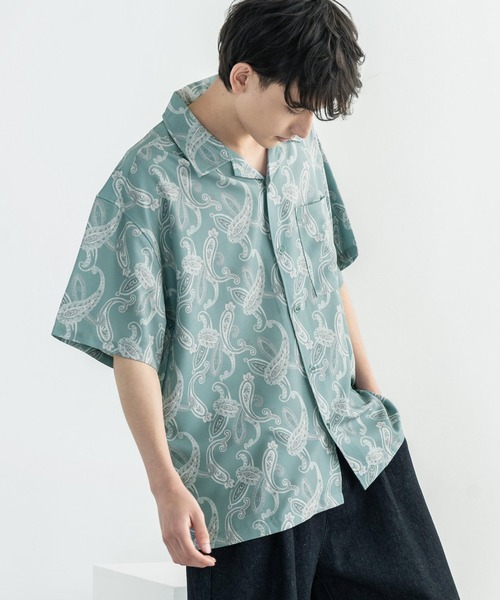 Rocky Monroe（ロッキーモンロー）の「オーバーサイズ グラフィック オープンカラー半袖シャツ（シャツ/ブラウス・メンズ・ホワイト/ライトグレー/ブラウン/オフホワイト/サックスブルー/ピンク/グリーン/ラベンダー・M/L）」の22枚目の写真