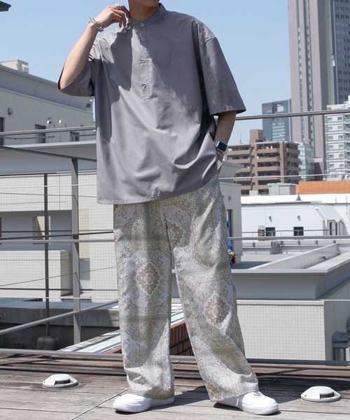 kutir（クティール）の「スナップボタンバンドカラーシャツ（シャツ/ブラウス・メンズ・ライトブルー/オフホワイト/ダークパープル・MEDIUM/LARGE）」の4枚目の写真