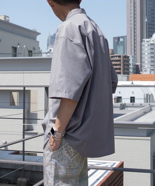 kutir（クティール）の「スナップボタンバンドカラーシャツ（シャツ/ブラウス・メンズ・ライトブルー/オフホワイト/ダークパープル・MEDIUM/LARGE）」の7枚目の写真